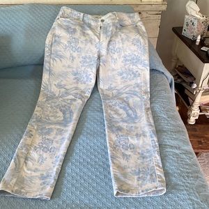 J Jill blue/cream denim ankle pants